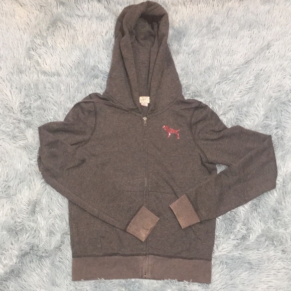 PINK Victoria's Secret Tops - Pink gray hoodie